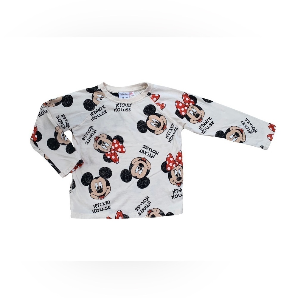 Zara x Disney Size 3-4 Mickey and Minnie Mouse Long Sleeve Tee
